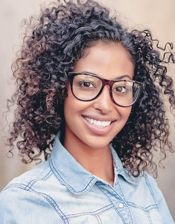 Photo of woman wearing glasses